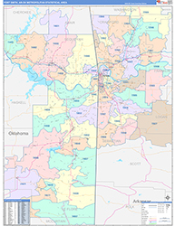 Fort Smith Metro Area Wall Map Color Cast Style 2026